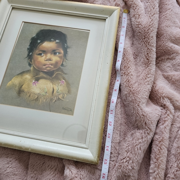 Dorthy Oxborough Indigenous Boy Vintage Framed 1963 Print 12x15 art - Picture 8 of 8